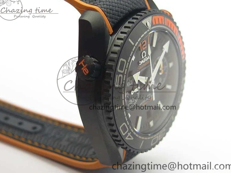 0504 Planet Ocean Master Chronometer Chrono DLC OM 1:1 Best Edition Black Dial On Nylon Strap A Chic 8103